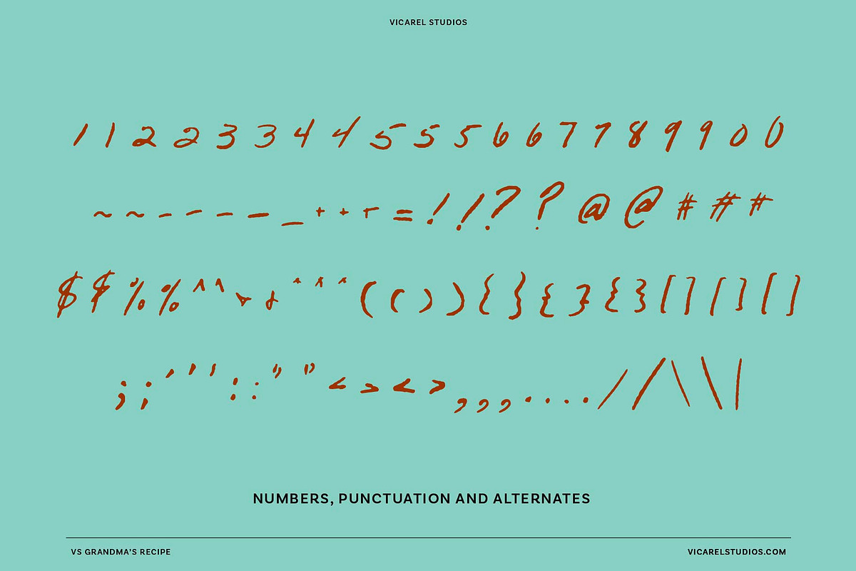 VS Grandma's Recipe Handwritten Font, a Script Font by Vicarel Studios (Photo 13 of 16)