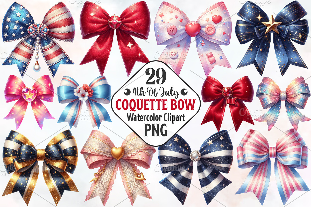 4th Of July Coquette Bow Sublimation, a Seasonal Illustration by RobertsArt (Photo 1 of 7)