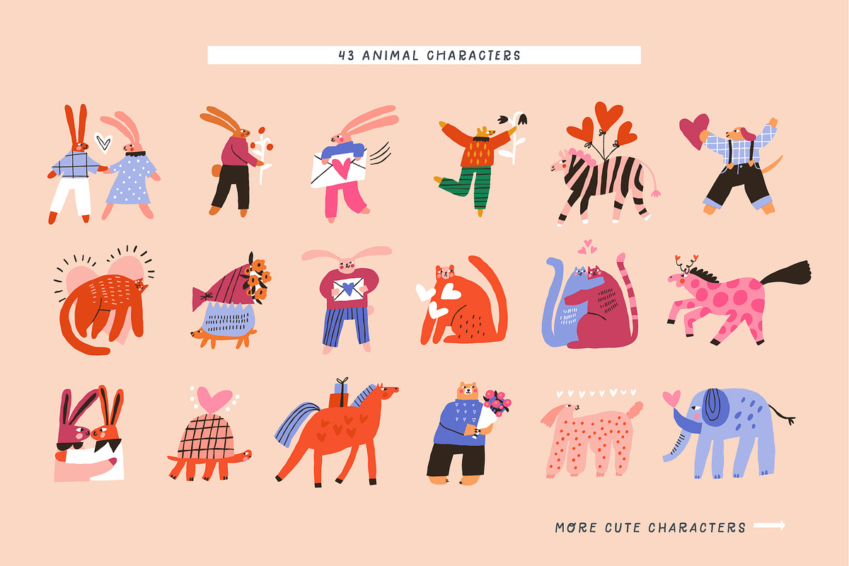 Valentine Animals | SVG, PNG, AI, an Animal Illustration by Olia (Photo 2 of 11)