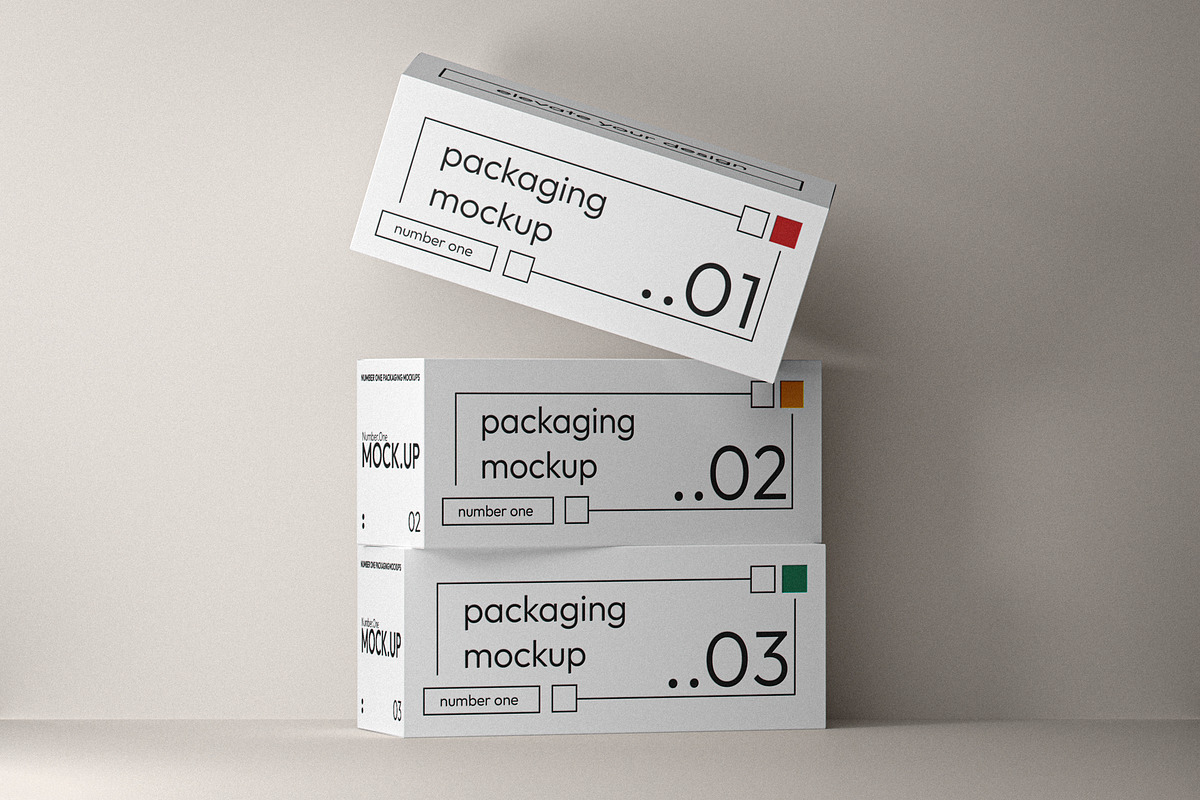 Stacked Long Boxes Mockup, a Packaging Mockup by Designer Dude