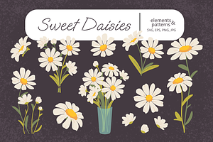 Cute Chamomile, Daisies Vector, a Graphic by so.ni.ka-store
