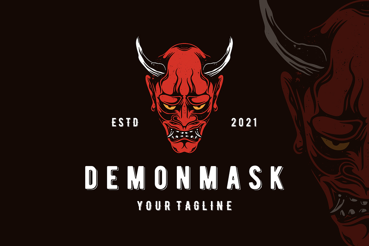 Demon Oni Mask Logo Template, a Branding & Logo Template by vectorwithin (Photo 1 of 3)