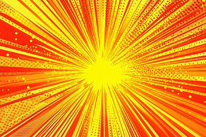 Vibrant Sunburst Abstract Art Yellow, a Photo by Pixeness Studio
