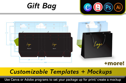 Gift Bag Mockup + Template