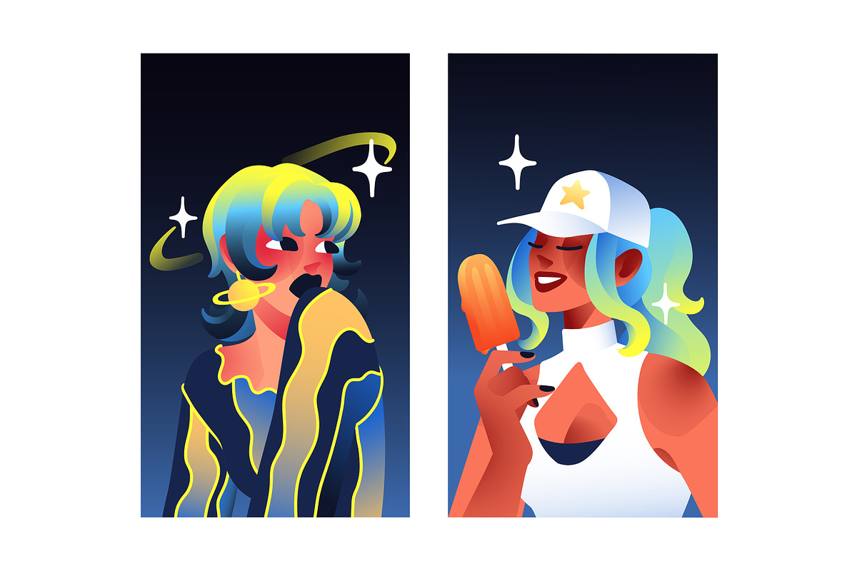 Fashion girls portraits set + banner, a Person Illustration by PaperTrident (Photo 4 of 10)