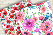 Poppies Flowers, Seamless patterns, a Wallpaper Graphic by NickMitrushov (Thumbnail 8 of 11)