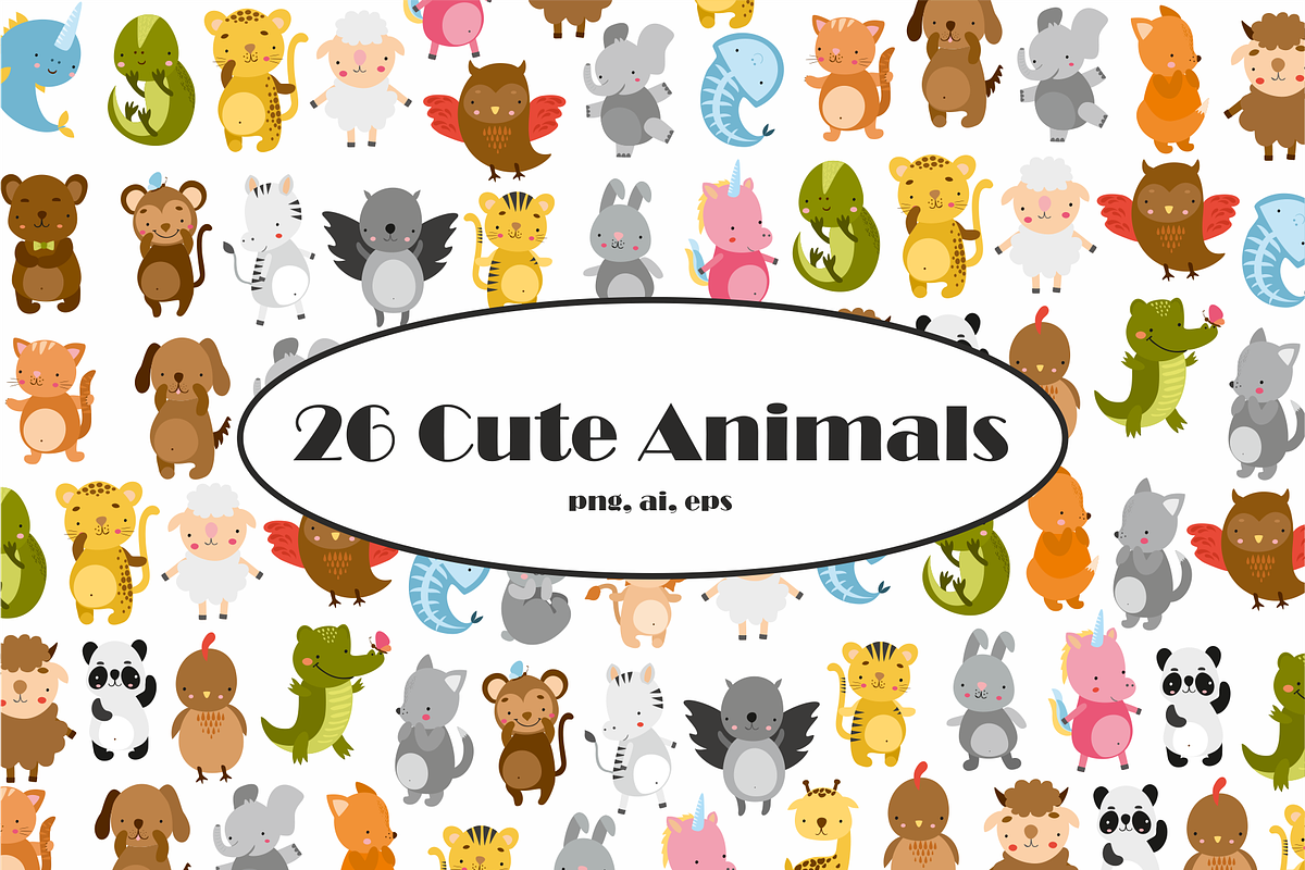Cute Animals Vector Clipart, an Animal Illustration by Lesya Skripak (Photo 1 of 3)