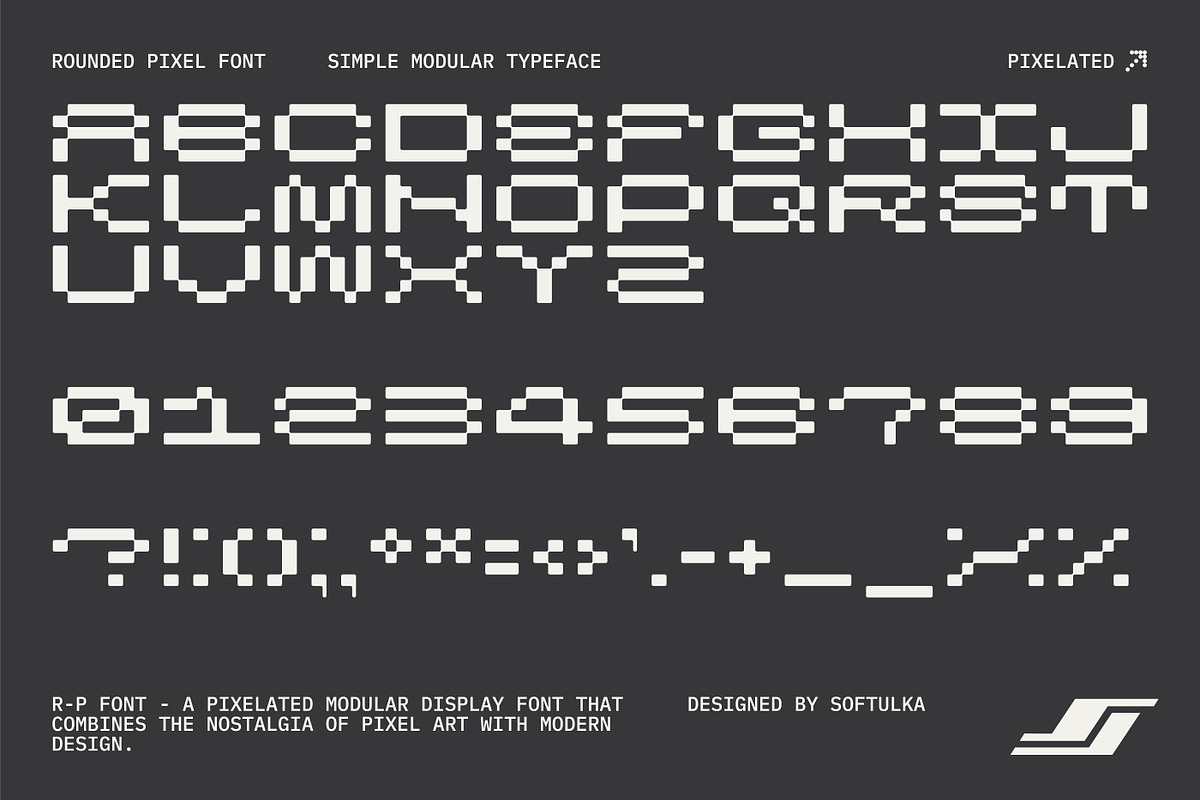 R-P Font - a Pixelated Modular Font, a Font by softulka (Photo 2 of 4)