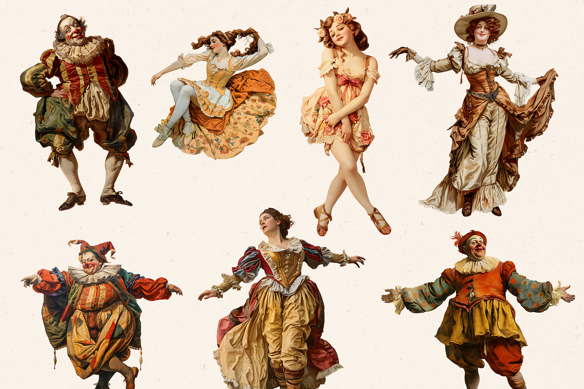 COMMEDIA DELL' ARTE CLIPART SET, a Person Illustration by Daring Digies (Photo 2 of 8)