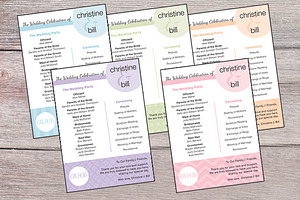 Wedding Program - set of 5 designs