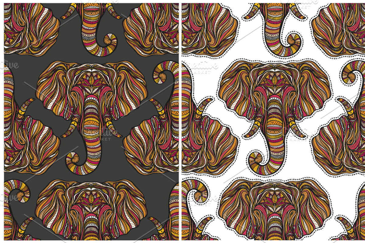 Vector elephant set, an Animal Illustration by IreneArt illustrations (Photo 8 of 8)