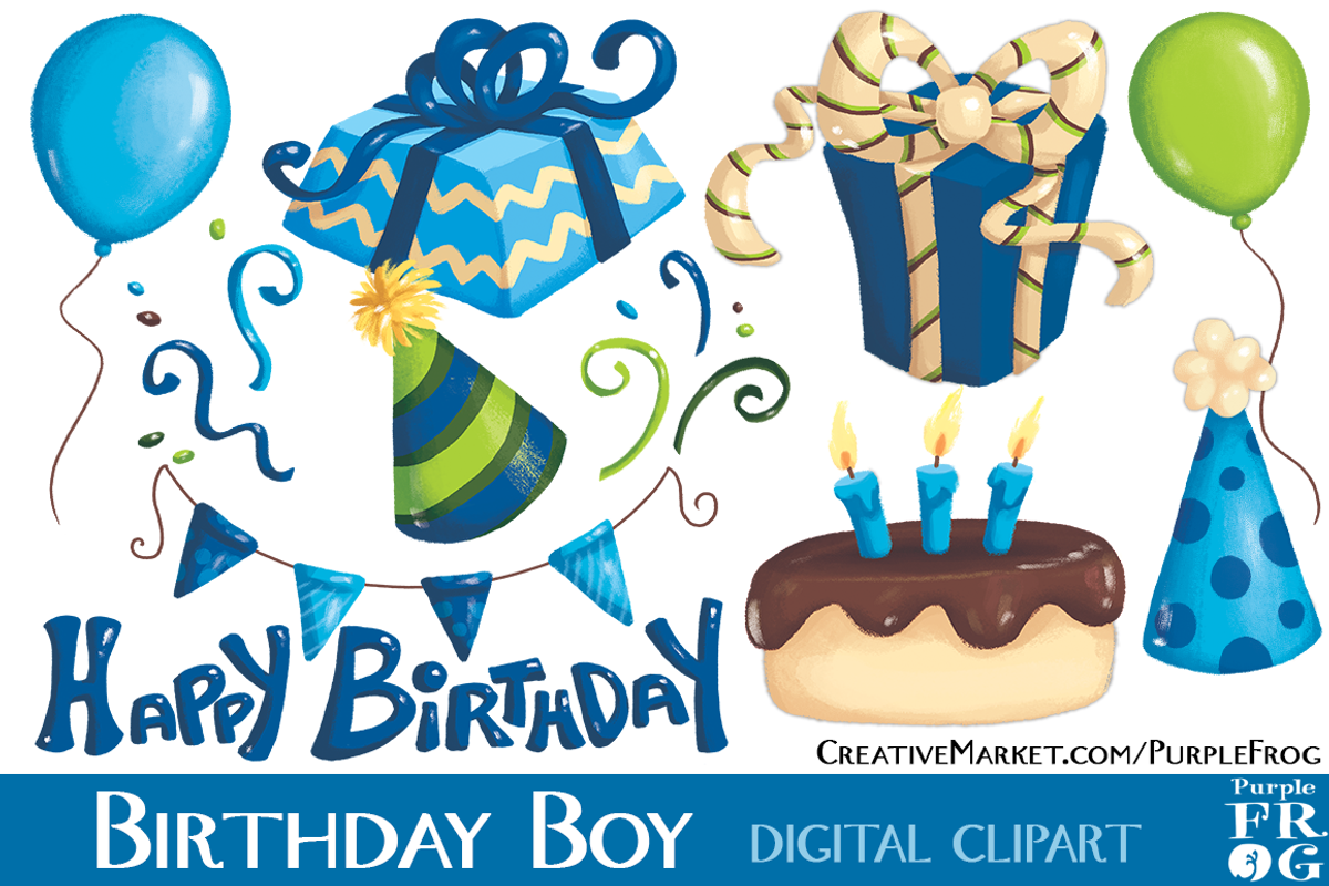 BIRTHDAY BOY - Digital Clipart, an Illustration by Purple Frog (Photo 1 of 2)