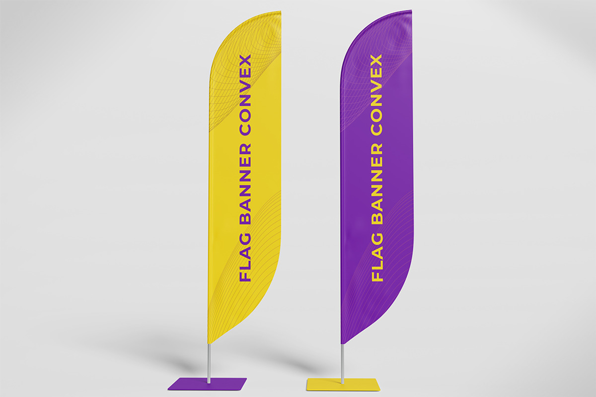 Flag Banner Convex Mockup, an Advertising Mockup by HanaSaka_Studio (Photo 2 of 5)