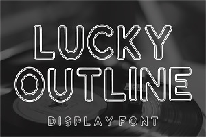Lucky Outline, a Sans Serif Font by Fourteen Letter