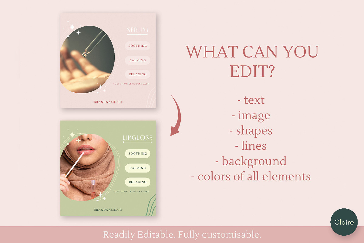 Pink Skincare Instagram Creator Kit, a Social Media Template by Clairee Design Studio (Photo 4 of 7)