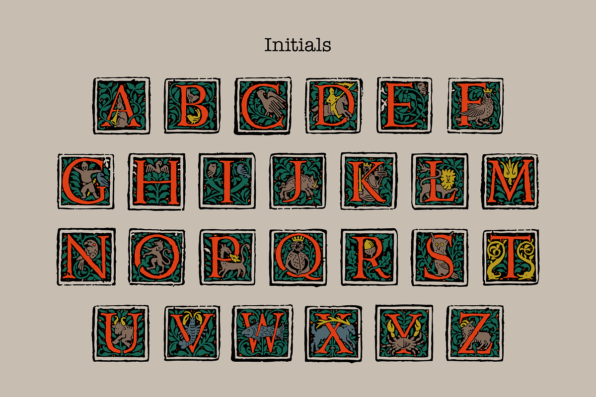 Medieval Beasts Initials, a Blackletter Font by kaer_shop (Photo 4 of 12)