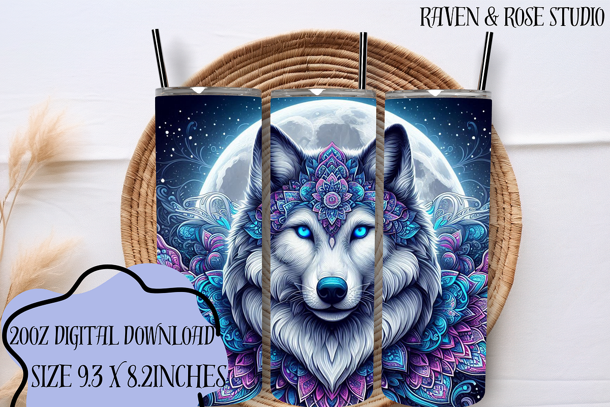 Mandala Wolf 20oz - Pack of 6, an Animal Illustration by Raven&RoseStudio (Photo 2 of 7)