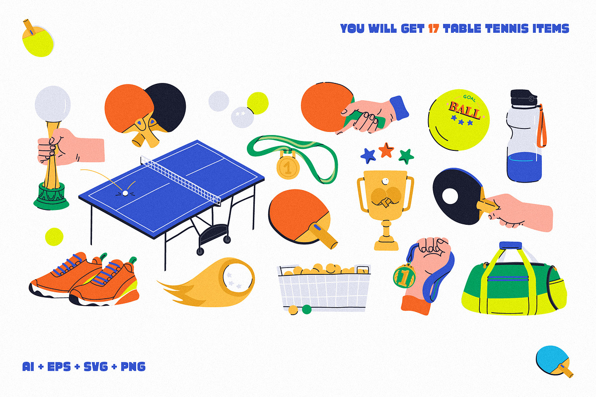 Paddle or table tennis vector bundle, a Sport Illustration by My.Ordinarty (Photo 8 of 9)