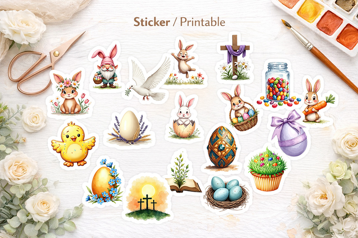 Watercolor Easter Clipart Elements, an Illustration by Artnoy (Photo 5 of 8)