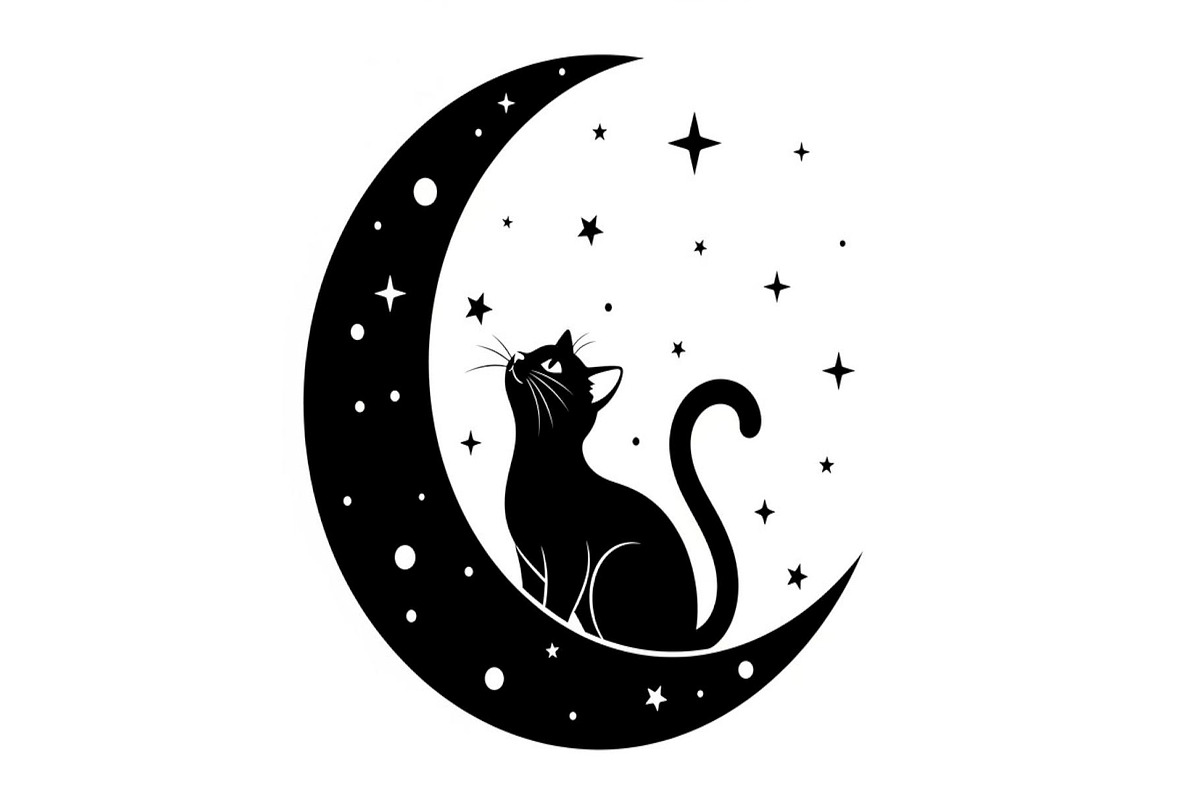 50 Cat Moon Silhouette Vector Bundle, an Illustration by jahid234 (Photo 43 of 51)