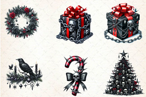 Gothic Christmas Sublimation Clipart