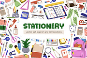 School tools, stationery set, banner, an Education Illustration by Good Studio (Thumbnail 1 of 7)