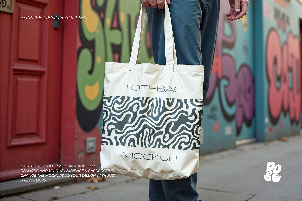 Totebag Street Mockup Set - Vol 2, a Merchandise Mockup by DOBE Studio (Photo 3 of 5)
