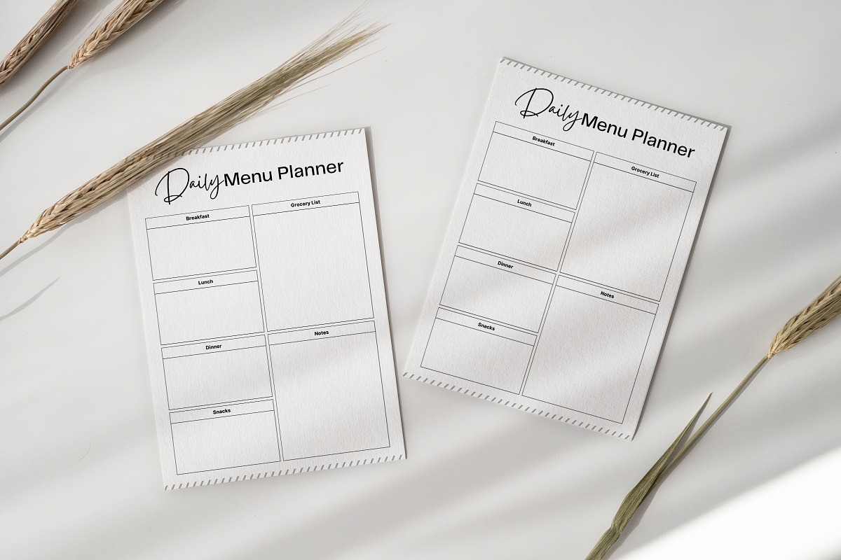 Daily Menu, Daily Menu Chart, a Print Template by Snapybiz