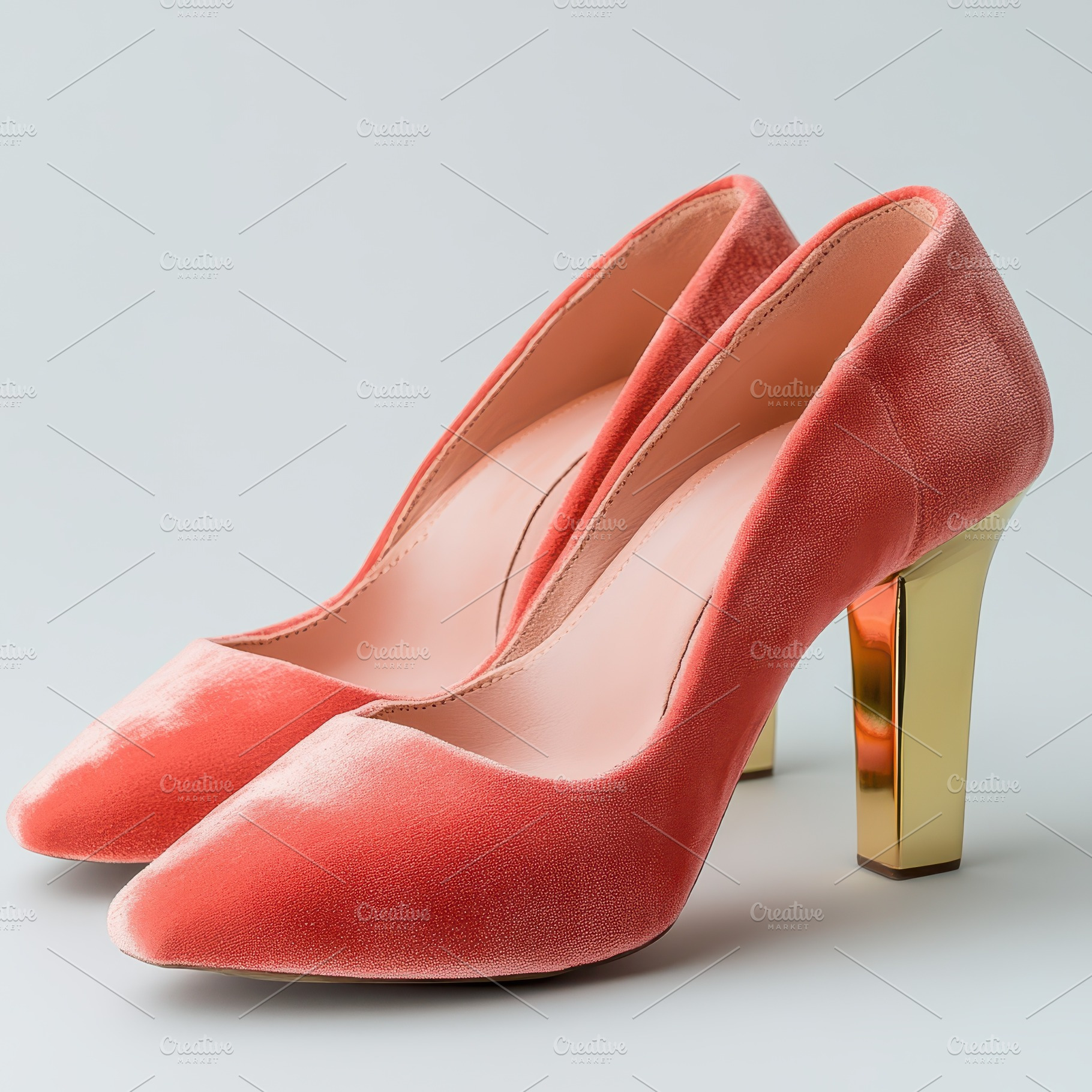 Coral Velvet High Heels Stylish Foot, a Beauty & Fashion Photo by Pixeness Studio