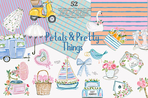 preppy watercolor clipart collection, a Decorative Illustration by Patishop Art
