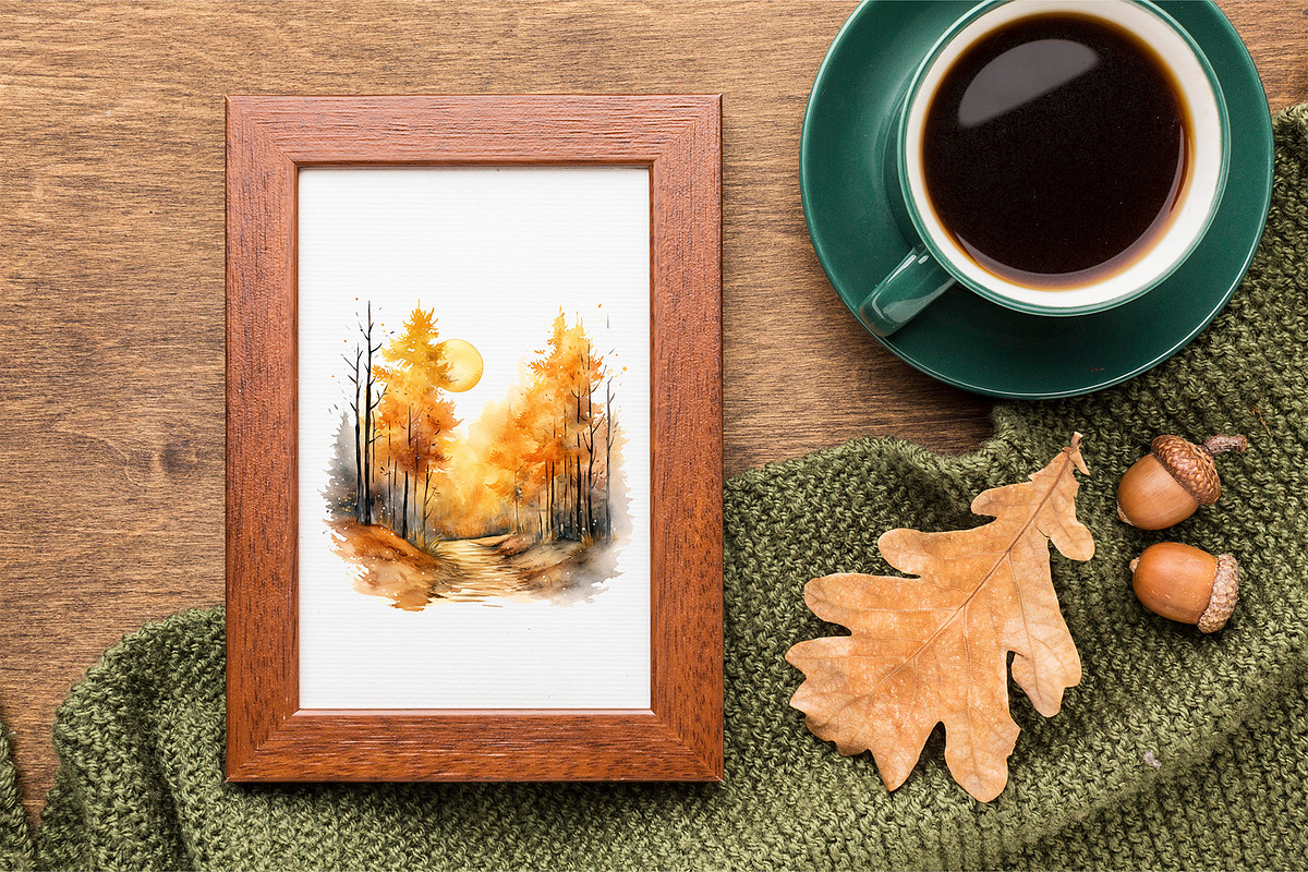 Watercolor autumn tree clipart, fall, an Object Graphic by KomtsyanTatyanaArt (Photo 3 of 3)