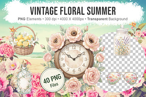 Vintage Floral Summer PNG