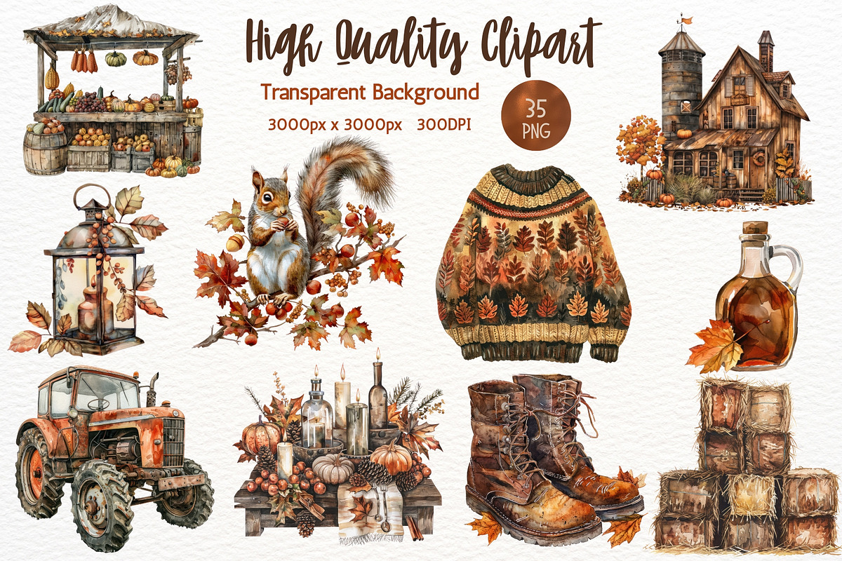 Watercolor Autumn Fall Harvest PNG, a Seasonal Illustration by Maysa Art (Photo 4 of 5)