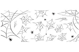 Variety of spider webs for Halloween, an Animal Illustration by Tati_Kli
