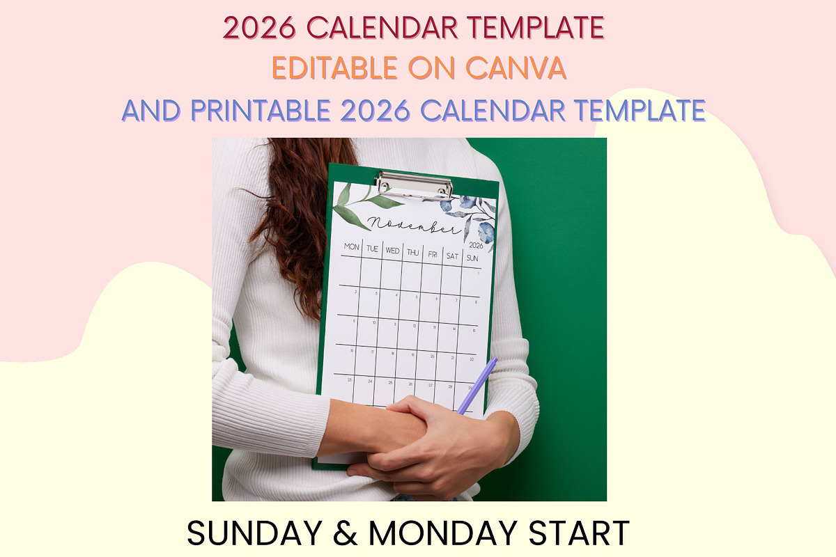 2026 Calendar Template - Canva, a Templates & Theme by Adalin Shop (Photo 8 of 12)