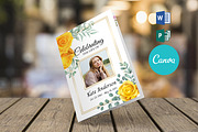 Canva Yellow Rose Funeral Program, a Brochure Template by SmmrDesign (Thumbnail 1 of 5)