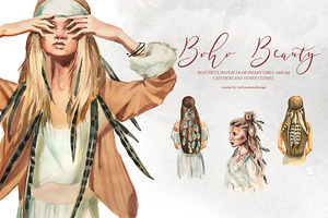 Watercolor Boho Beauty Clipart