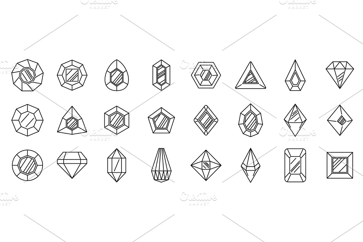 Ruby rock icons set. Set of, an Object Illustration by Ylivdesign
