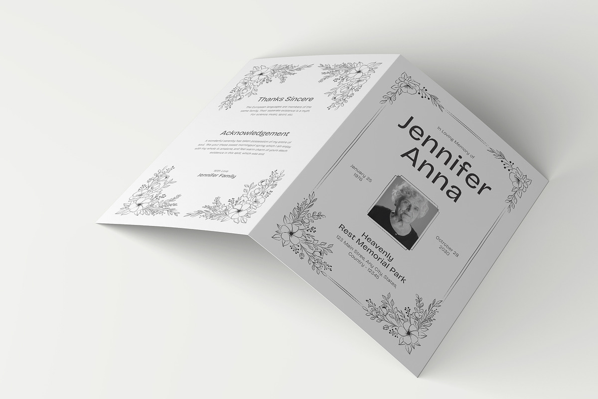 Soft Floral Funeral Program, a Brochure Template by Neermana (Photo 2 of 4)