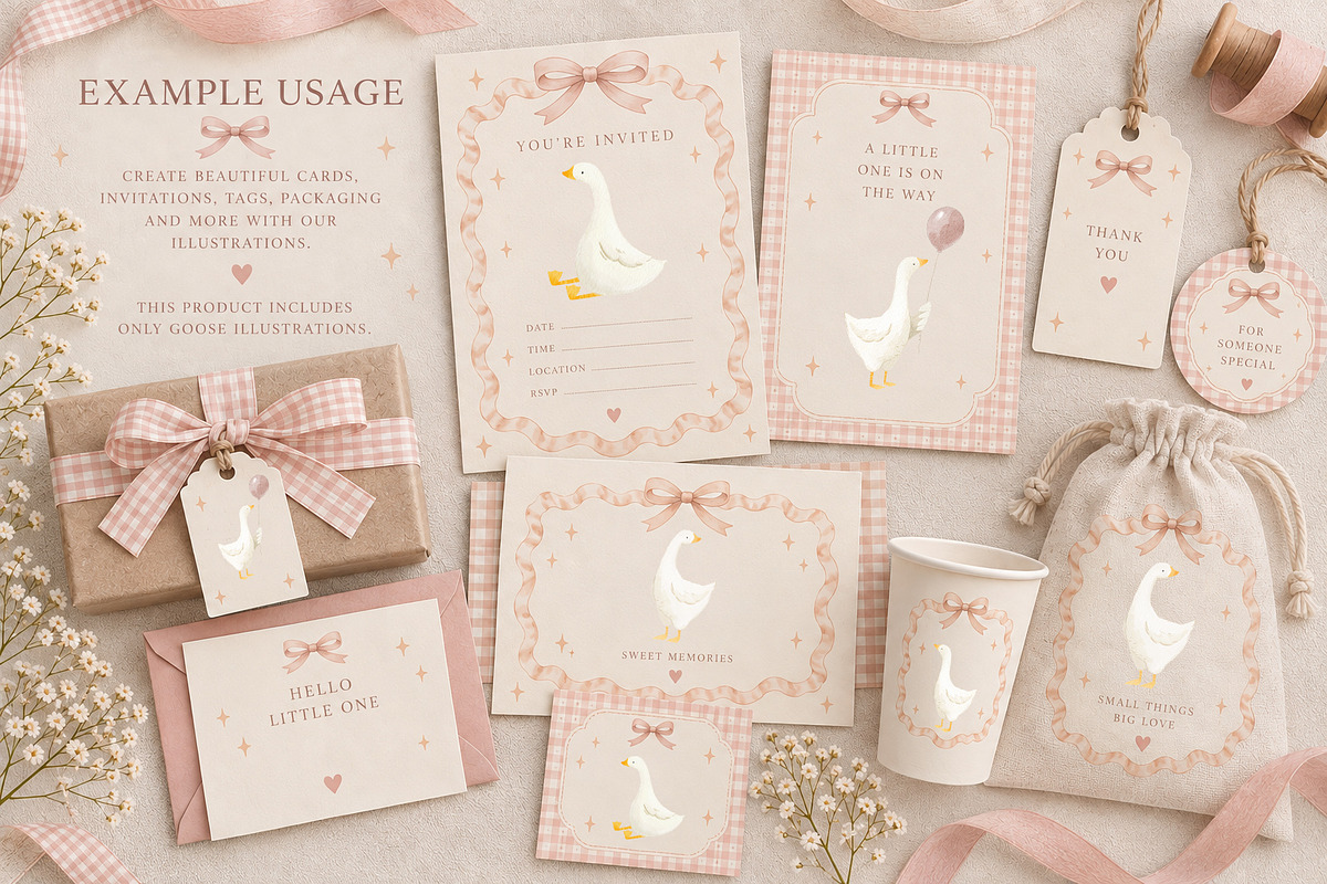 Watercolor Goose PNG Set, an Animal Illustration by Lembrik's Artworks (Photo 3 of 4)