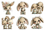 Watercolor Pink Bunnies Easter Clipa, an Illustration by Daily.Designs (Thumbnail 4 of 8)