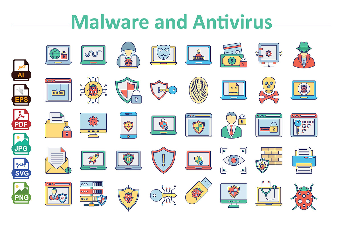 Malware and Antivirus Icons, an Outline Icon by Vector Portal (Photo 1 of 5)