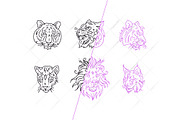 Wild cats line art, an Animal Illustration by OlgaSoi007 (Thumbnail 5 of 8)