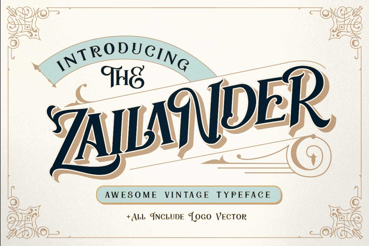 Zailander - Vintage Font + Logo Set, a Sans Serif Font by Dirtyline Studio (Photo 1 of 11)