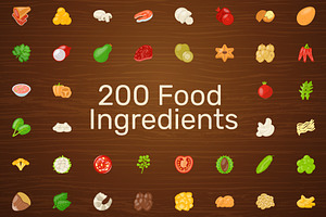 200 Food Ingredients Vector Icons, a Duotone Icon by Vectors Market