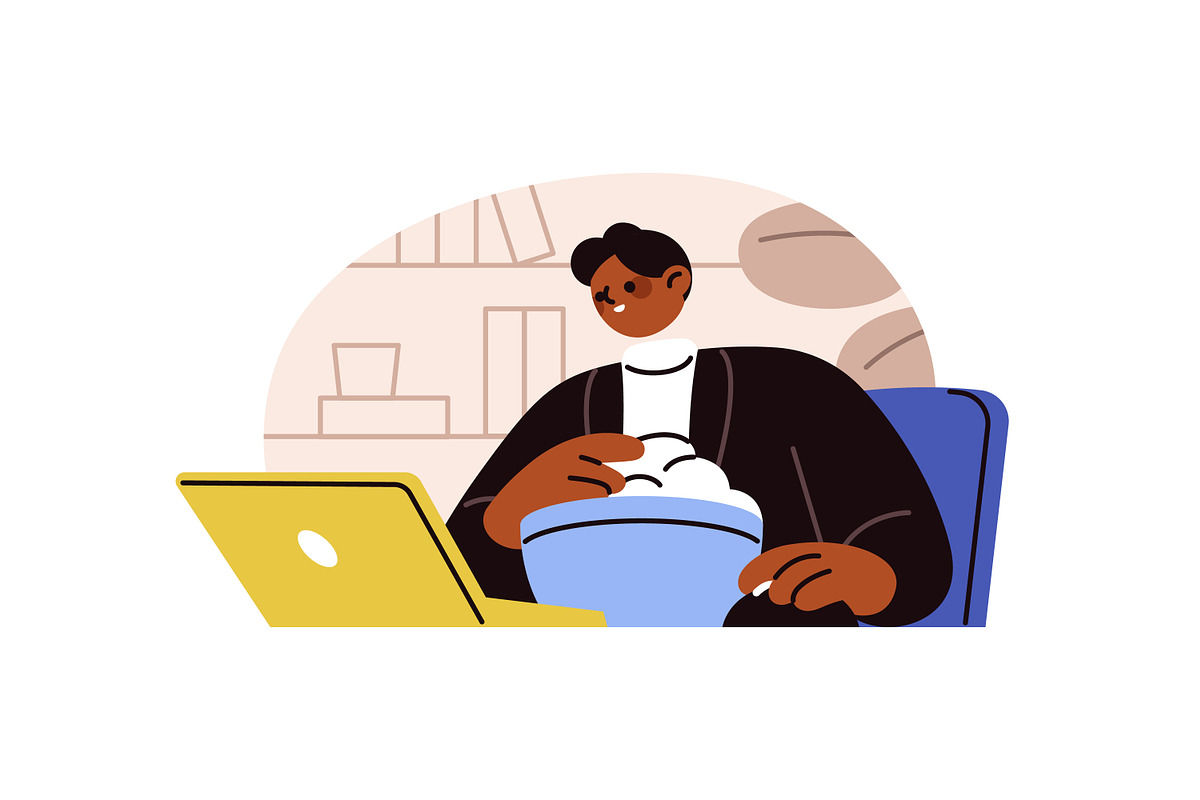 People work, study on laptop set, a Technology Illustration by PaperTrident (Photo 2 of 7)