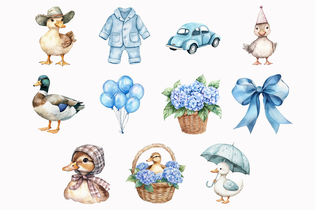 Watercolor Boy Goose Clipart, a Seasonal Illustration by Design Market (Photo 4 of 4)