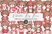 Watercolor Valentine Day Bear Clipar, an Illustration by Designworld (Thumbnail 1 of 5)