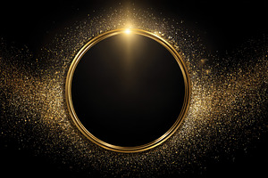 Golden Circle Frame with Glittering, a Photo by Pixeness Studio