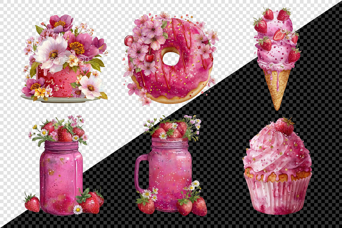 Whimsical Pink Sweet Summer Clipart, a Seasonal Illustration by Creative Art (Photo 8 of 8)